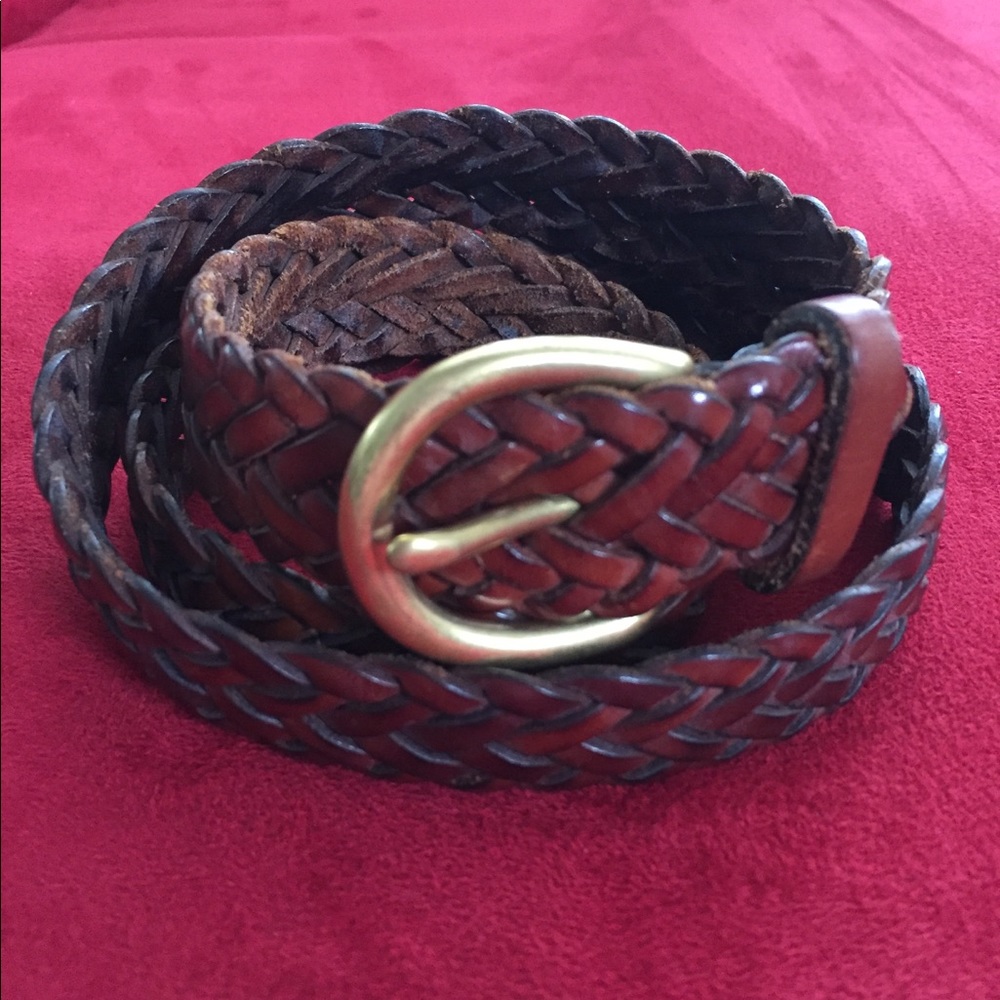 Vintage COACH Brass Buckle Braided Leather Belt